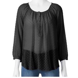 Lauren Conrad Clip Dot Peasant Top